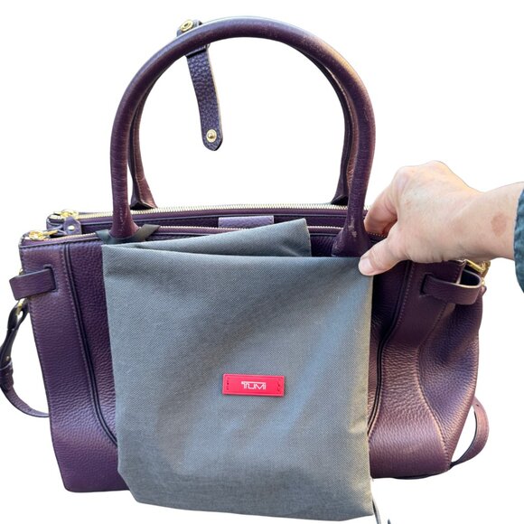 Tumi Women's Purple Leather Laptop Briefcase | Gold Hardware - Picture 13 of 13